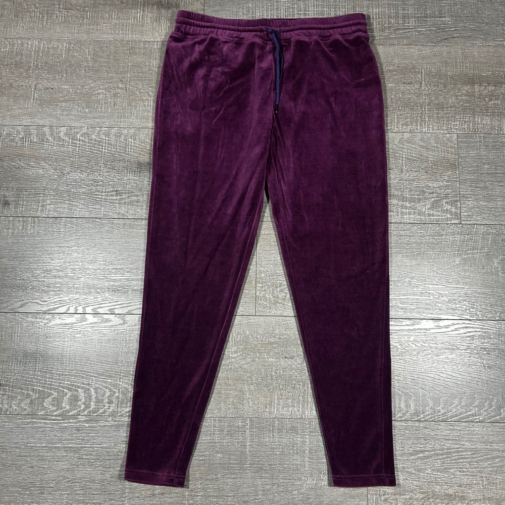 Unbranded Velour Jogger Pants Women L Purple Excellent Tapered Drawstring Soft